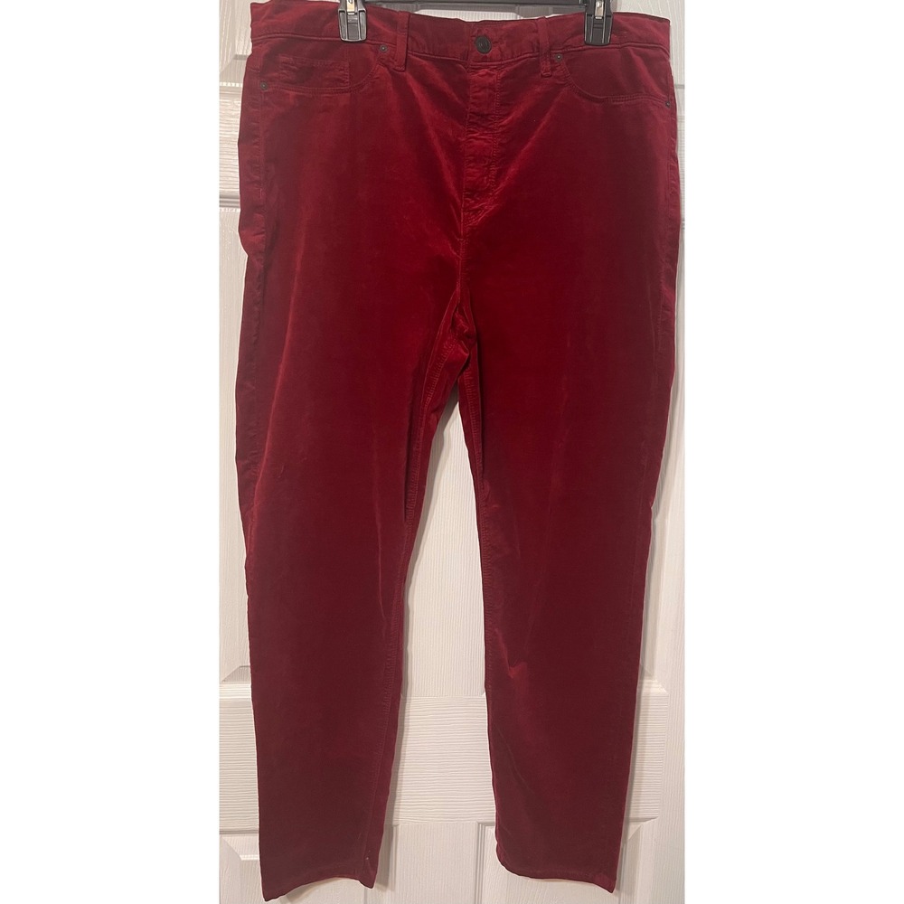 Hudson Barbara Super Skinny Velvet Pants Oxblood Red WHA407VAB Size 34 NEW